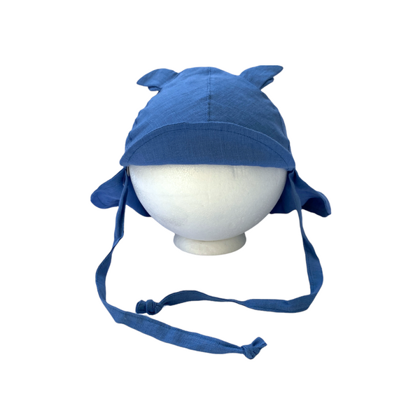 Linen Flap Sun Hat Blue