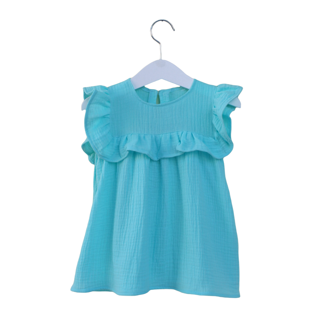 Muslin Summer Dress. Aquamarine