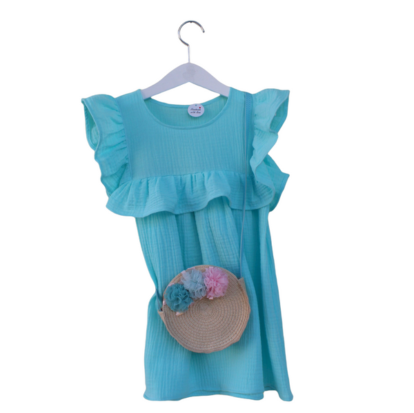 Muslin Summer Dress. Aquamarine