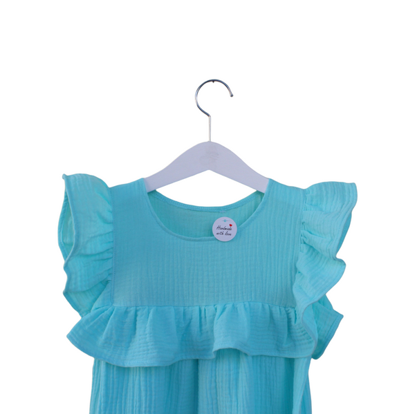 Muslin Summer Dress. Aquamarine