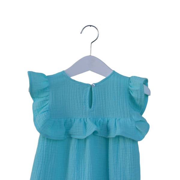 Muslin Summer Dress. Aquamarine