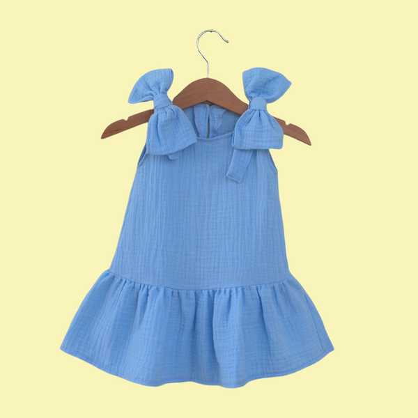 Muslin Summer Dress. Blue